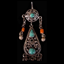 pair-of-pashtun-silver-tribal-earrings-with-turquoise-and-coral-beads_x6002b