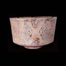 indus-valley-painted-pottery-vessel-with-diamond-linear-designs-in-brown-with-remnant-red-and-blue-(copper-sulphate)-pigments_x7030b