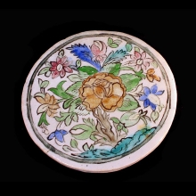 islamic-round-glazed-pottery-tile-with-floral-motif_x6818a